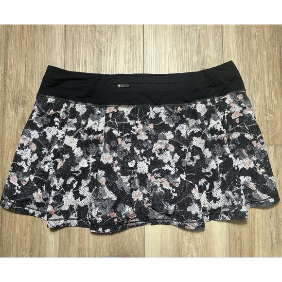 Lululemon Pace Rival Black Bloom Spring Floral Skirt - Size 10 - Picture 12 of 16